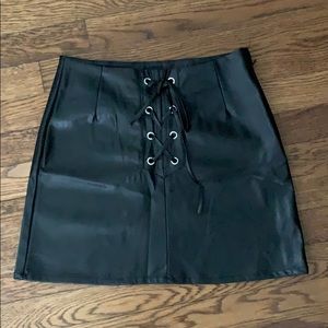 Black leather skirt